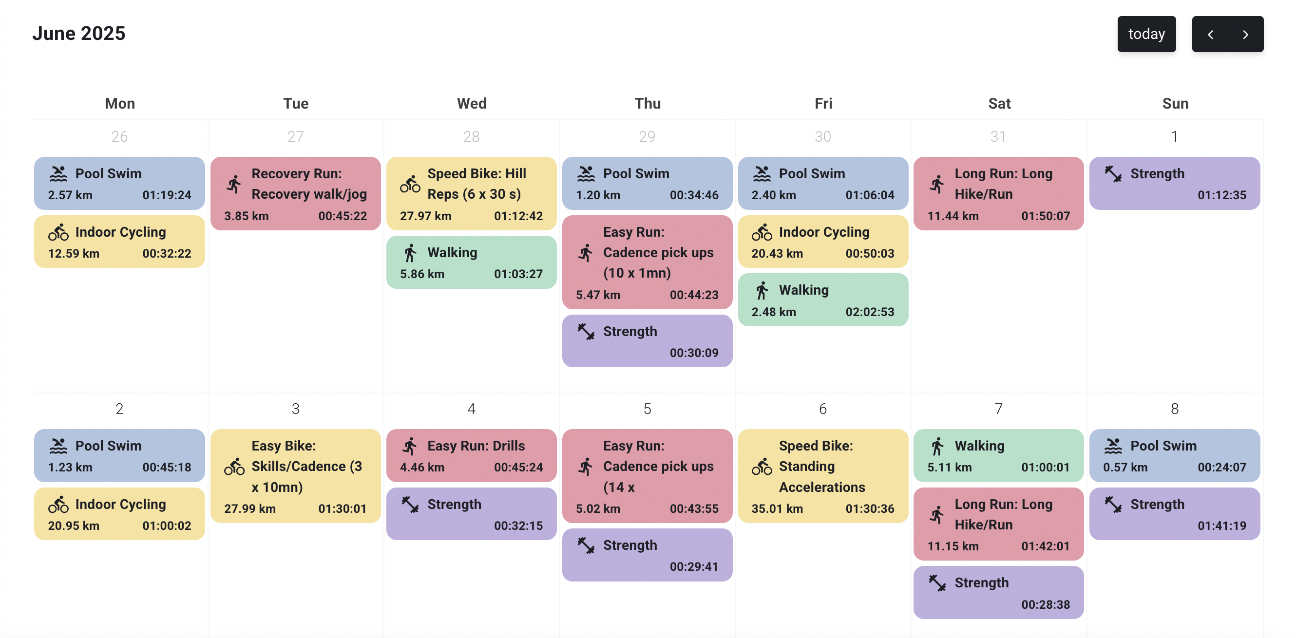 Training Calendar